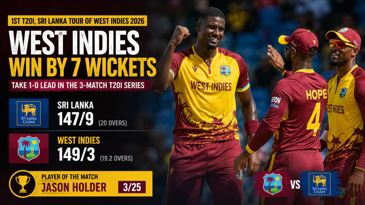 West Indies Cruise to Seven-Wicket Win Over Sri Lanka in T20I Opener